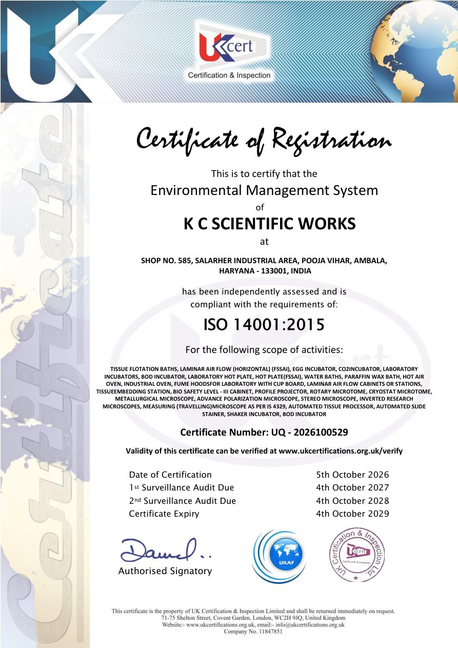 ISO 14001:2015 certificate